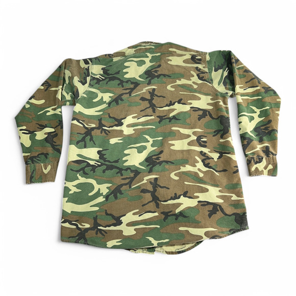 Vintage Camouflage Shirt Adult LARGE Green Brown Woodland Flannel Arctic 80s - Picture 3 of 11